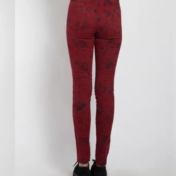 Tripp Nyc Dan Goodman Jeans High Waist Skinny Floral Print Red Size 27 / 5 - Picture 6 of 12